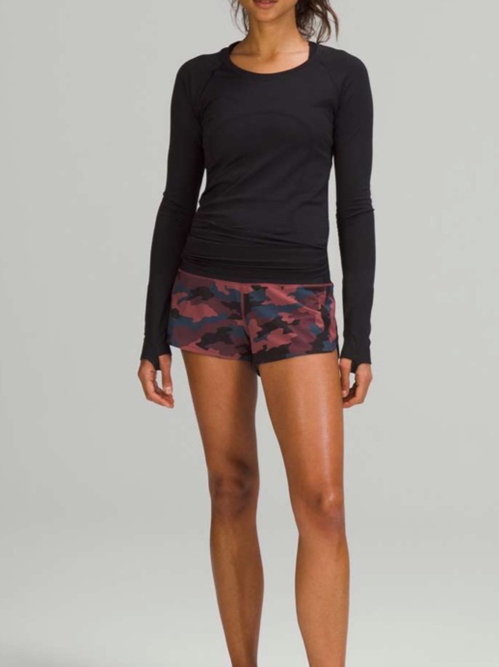 Lululemon Speed Up Low-Rise lined shorts size 12 camo smoky red